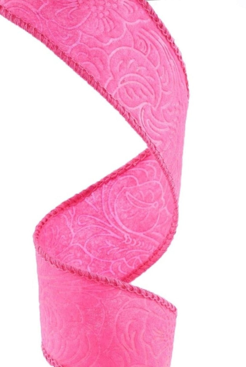 Shop For 1.5in Flower Embossed Ribbon: Hot Pink (10 Yards)