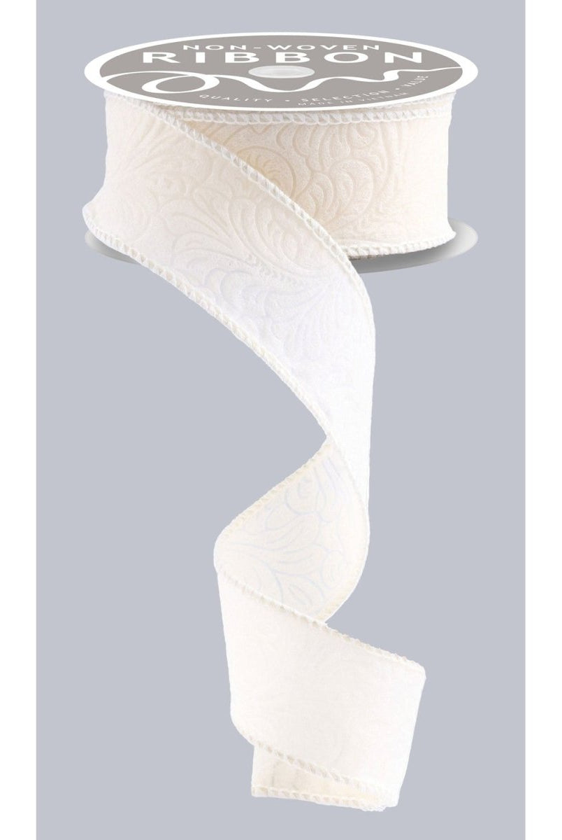 Shop For 1.5in Flower Embossed Ribbon: Ivory (10 Yards)