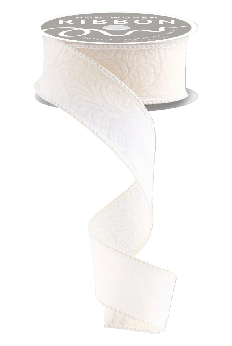 Shop For 1.5in Flower Embossed Ribbon: Ivory (10 Yards)