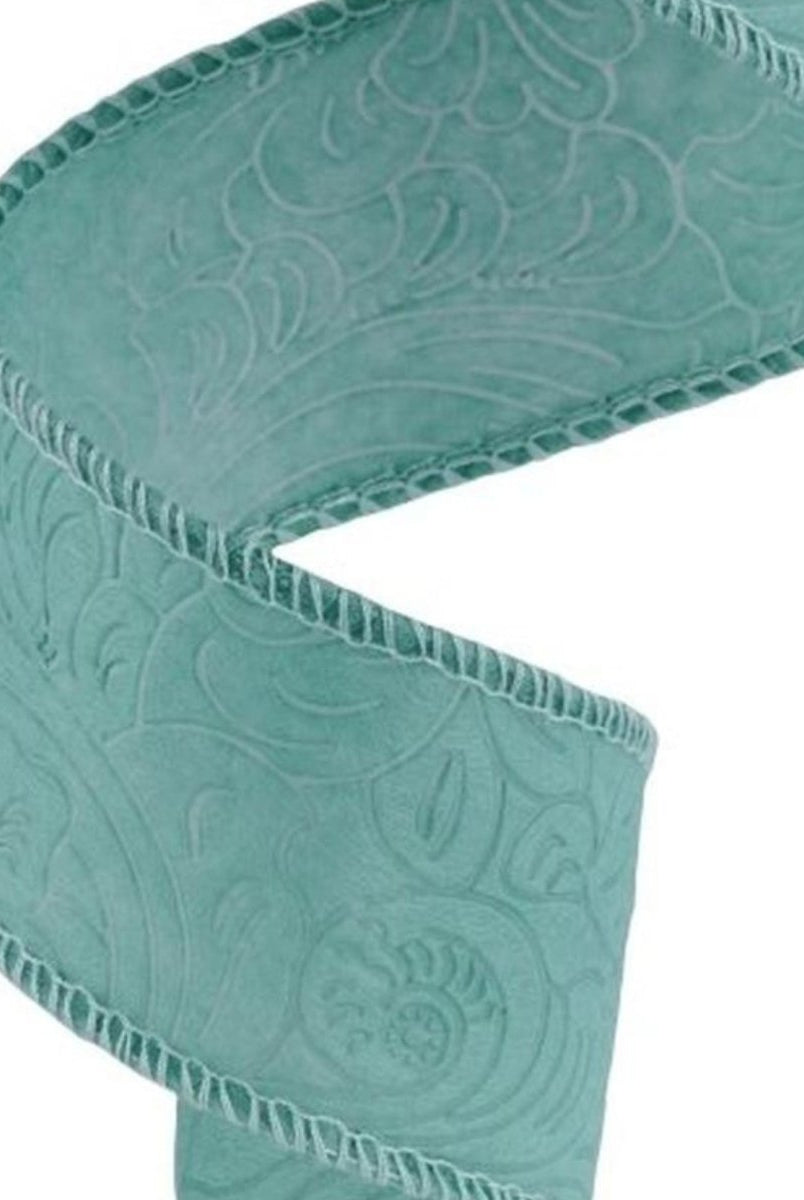 Shop For 1.5in Flower Embossed Ribbon: Sage Green (10 Yards)