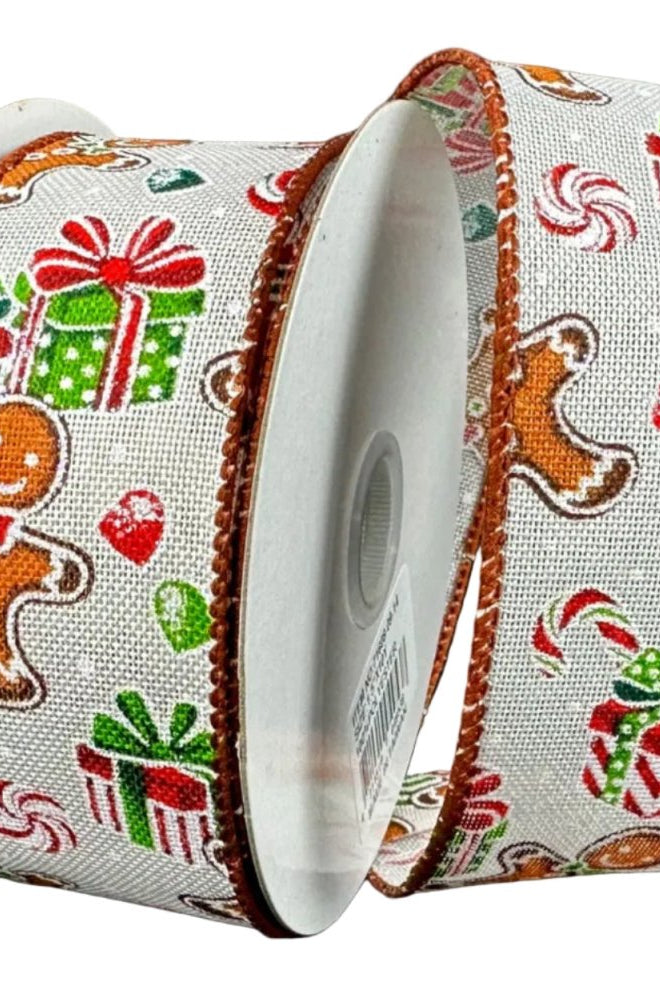 Shop For 1.5in Gingerbread Presents Ribbon: Ivory (10 Yards)