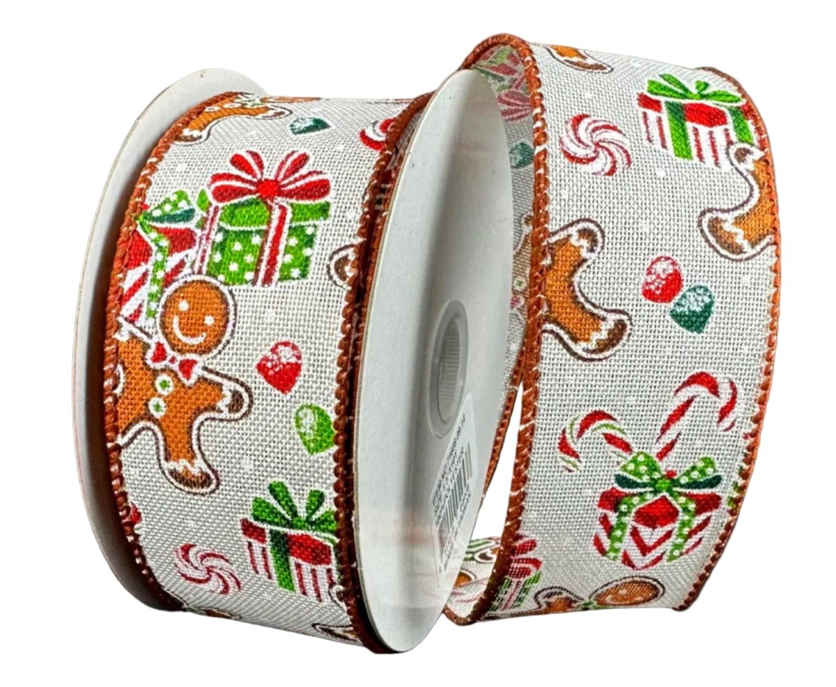 Shop For 1.5in Gingerbread Presents Ribbon: Ivory (10 Yards)