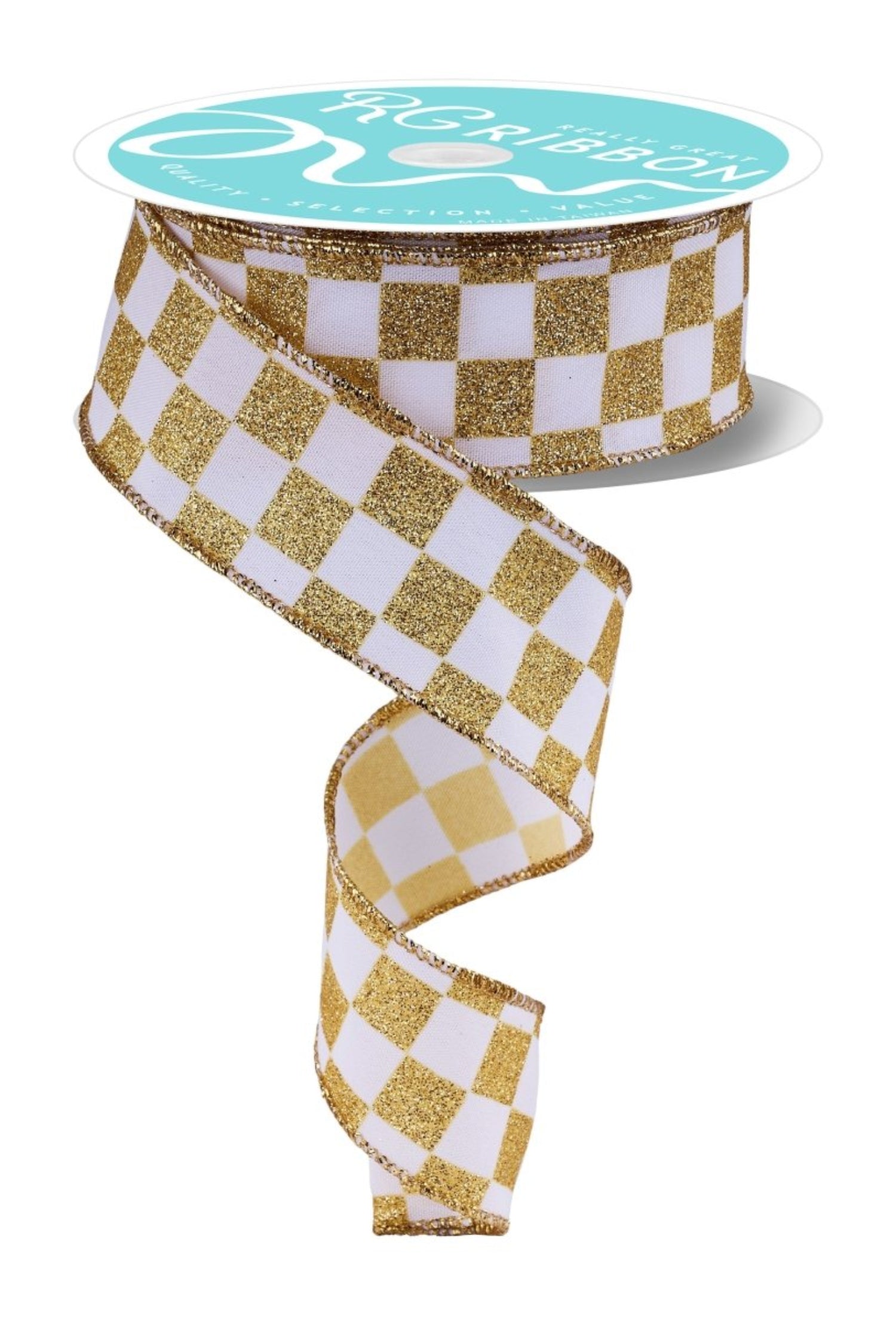 Shop For 1.5in Glitter Check Ribbon: Gold (10 Yards)