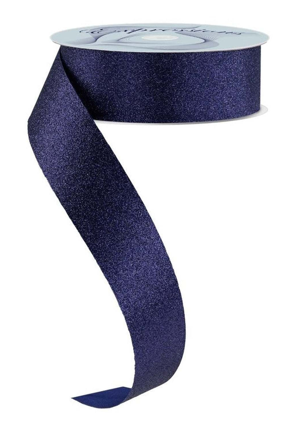 Shop For 1.5in Glitter on Fabric Ribbon: Navy Blue (25 Yards)