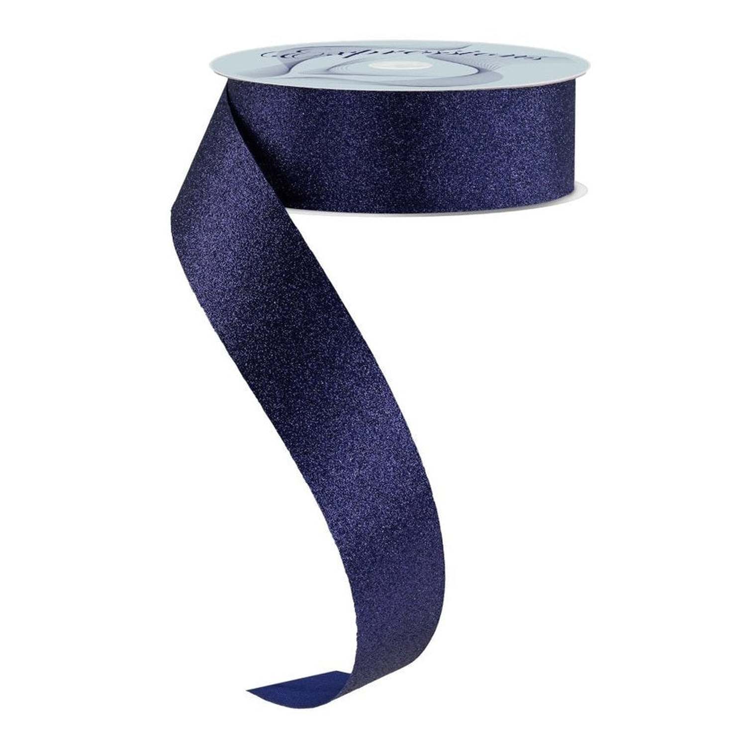 Shop For 1.5in Glitter on Fabric Ribbon: Navy Blue (25 Yards)