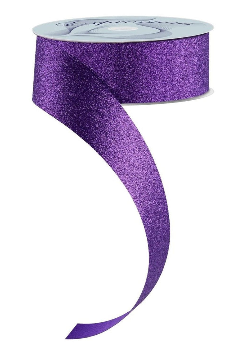 Shop For 1.5in Glitter on Fabric Ribbon: Purple (25 Yards)