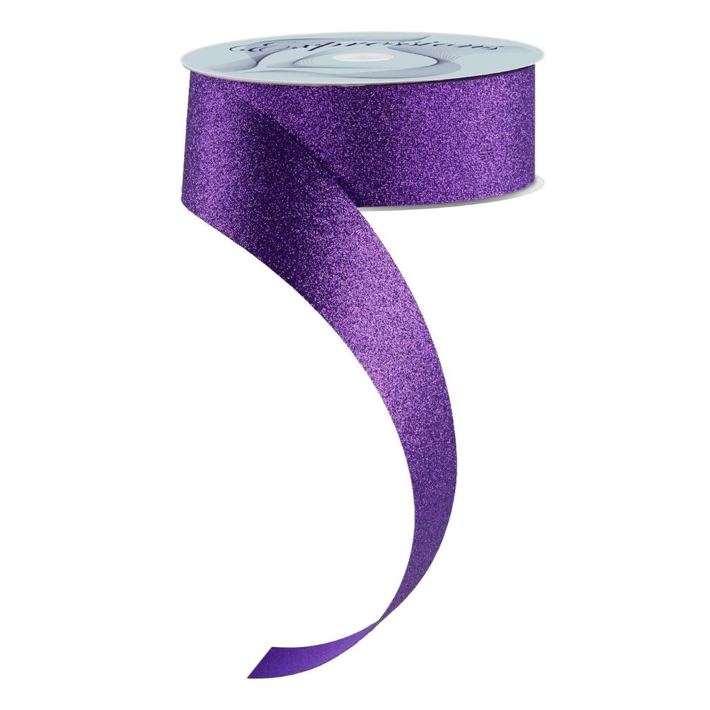 Shop For 1.5in Glitter on Fabric Ribbon: Purple (25 Yards)