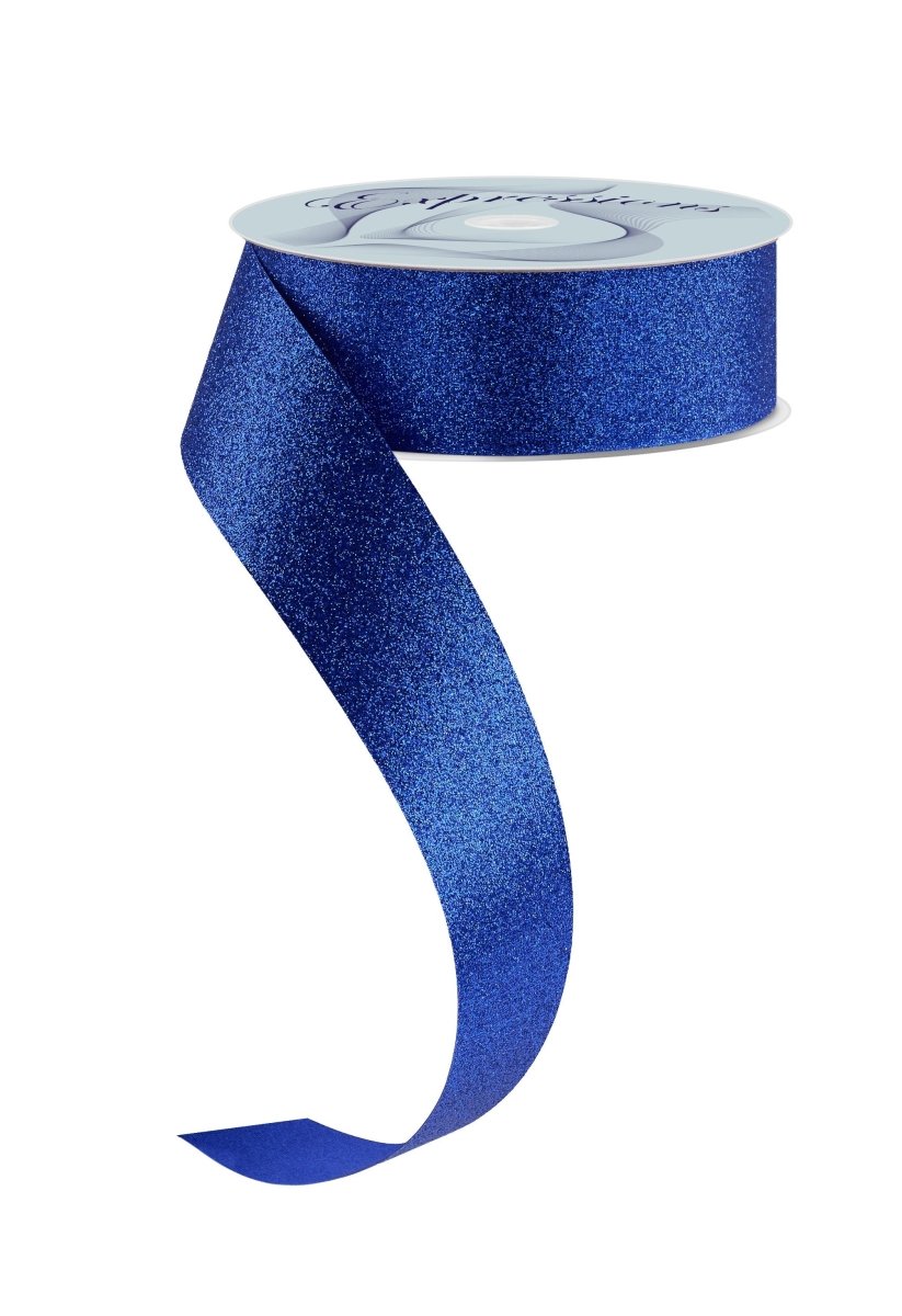 Shop For 1.5in Glitter on Fabric Ribbon: Royal Blue (25 Yards)