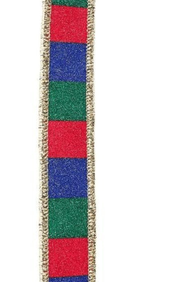 Shop For 1.5in Glitter Stripe Ribbon: Red, Blue and Green (10 Yards)