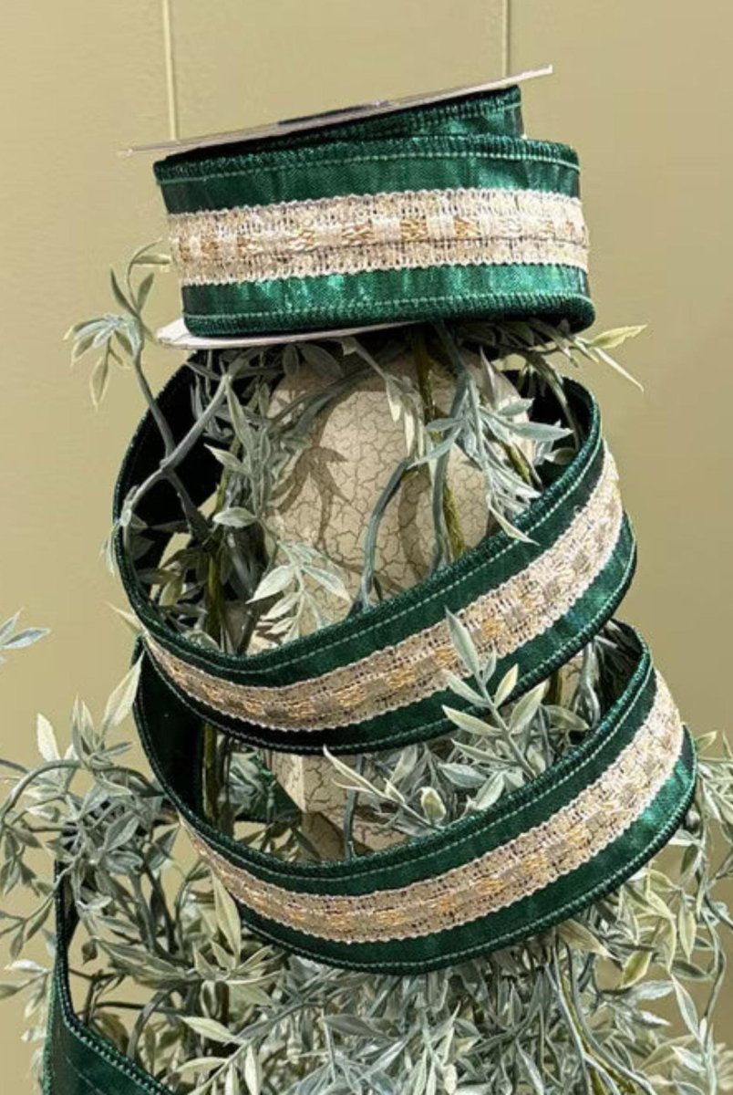 Shop For 1.5in JME Gold Trim Metallic Dupion Ribbon: Emerald Green (10 Yards)