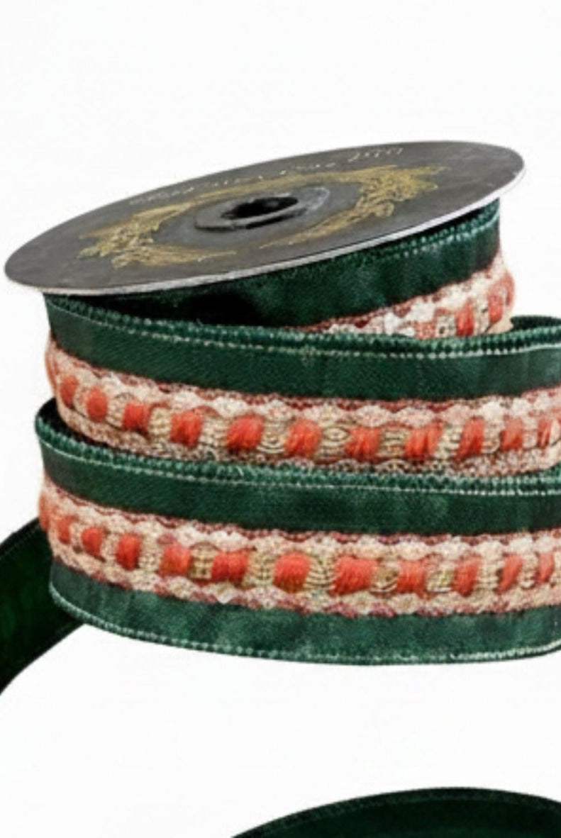 Shop For 1.5in JME Red Trim Metallic Dupion Ribbon: Green (5 Yards)