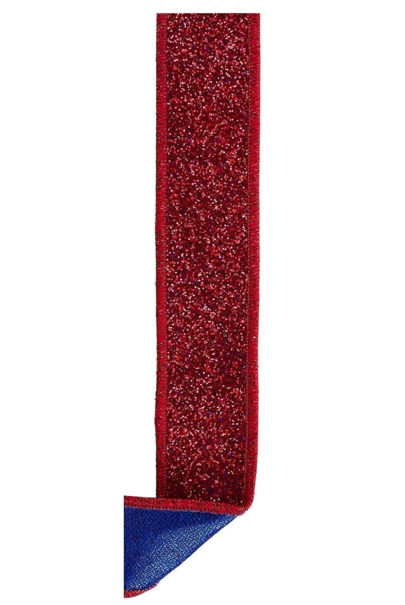 Shop For 1.5in Laser Glitter Ribbon: Red/Blue (10 Yards)