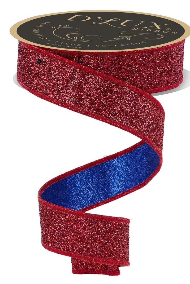 Shop For 1.5in Laser Glitter Ribbon: Red/Blue (10 Yards)