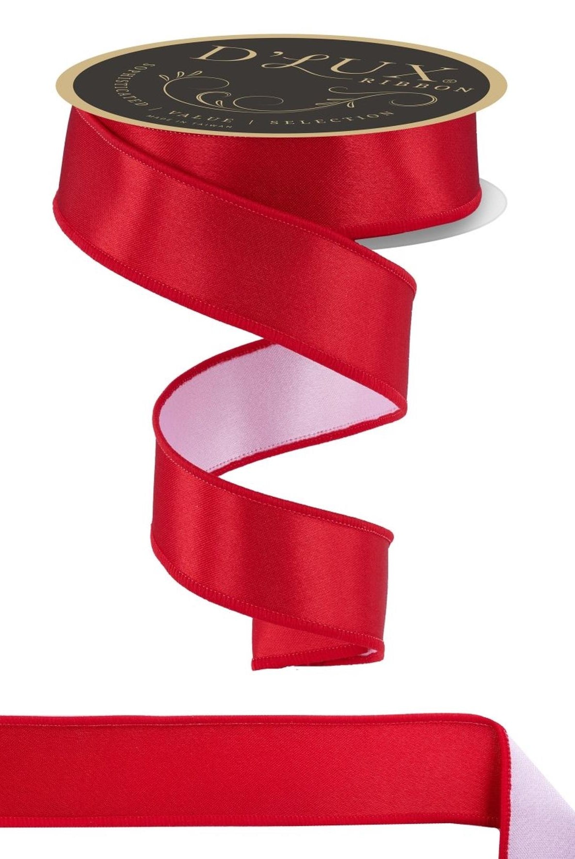 1.5in Satin Fused Ribbon: Red/White (10 Yards)