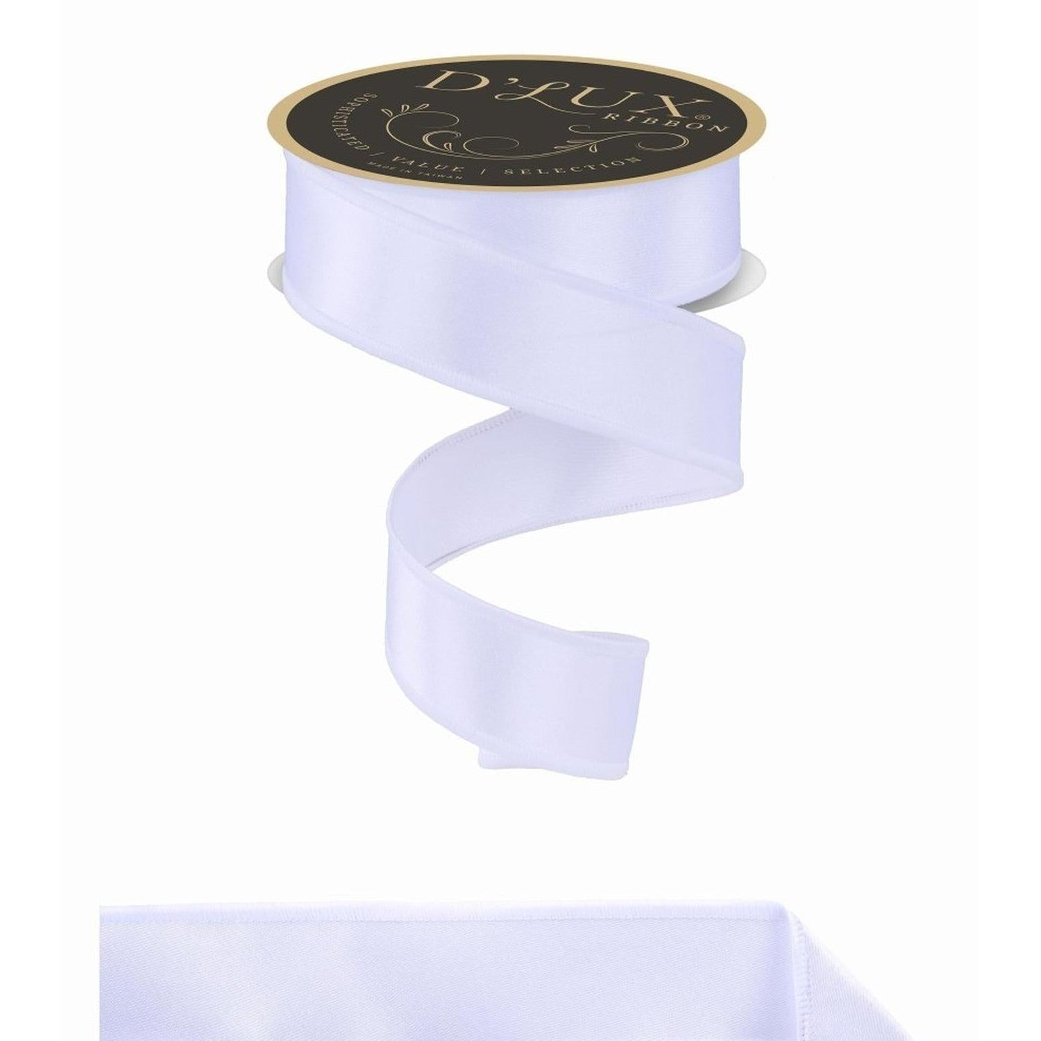 1.5in Satin Fused Ribbon: White (10 Yards)