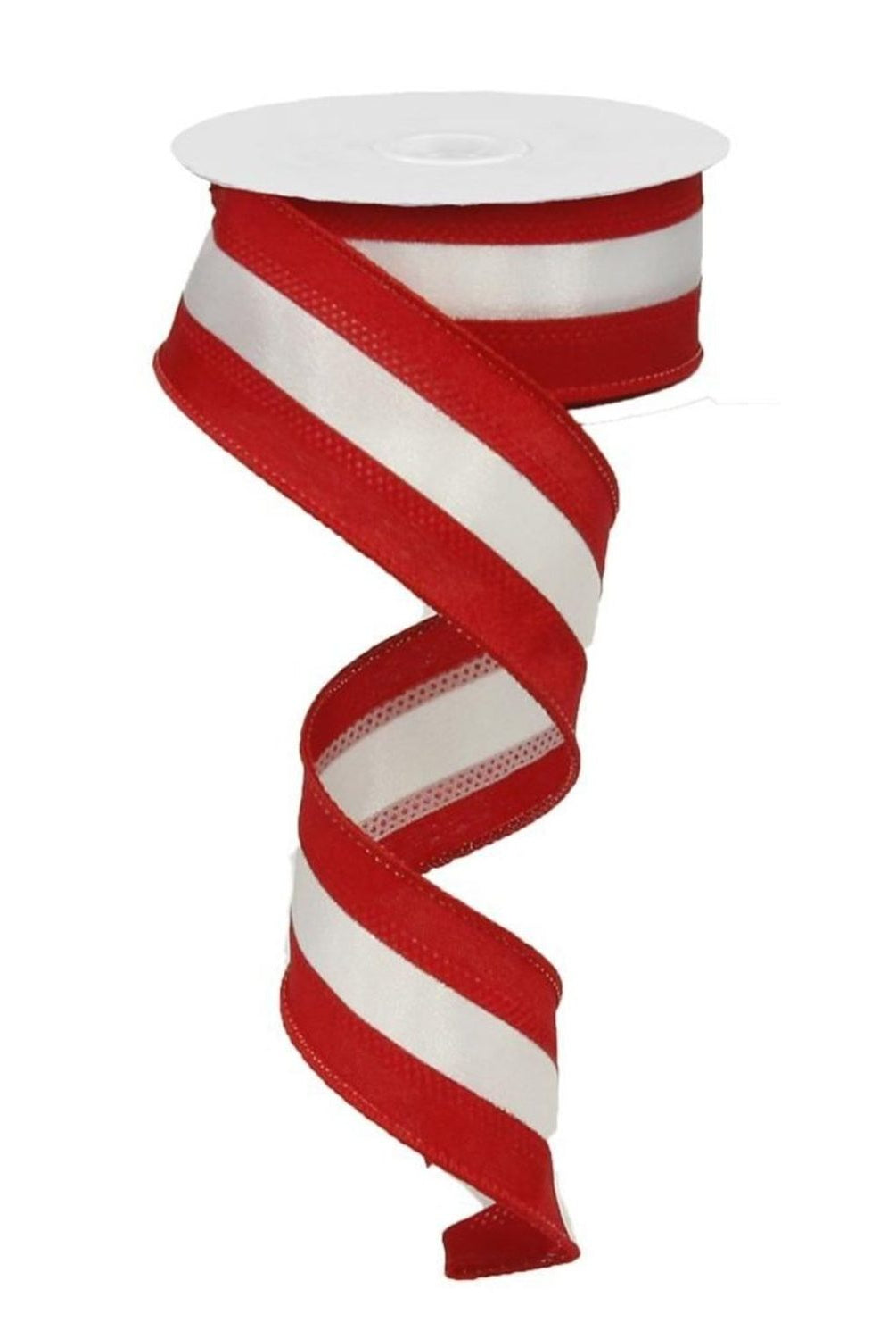 Shop For 1.5in Satin Team Stripe Ribbon: Red & White (10 Yards)