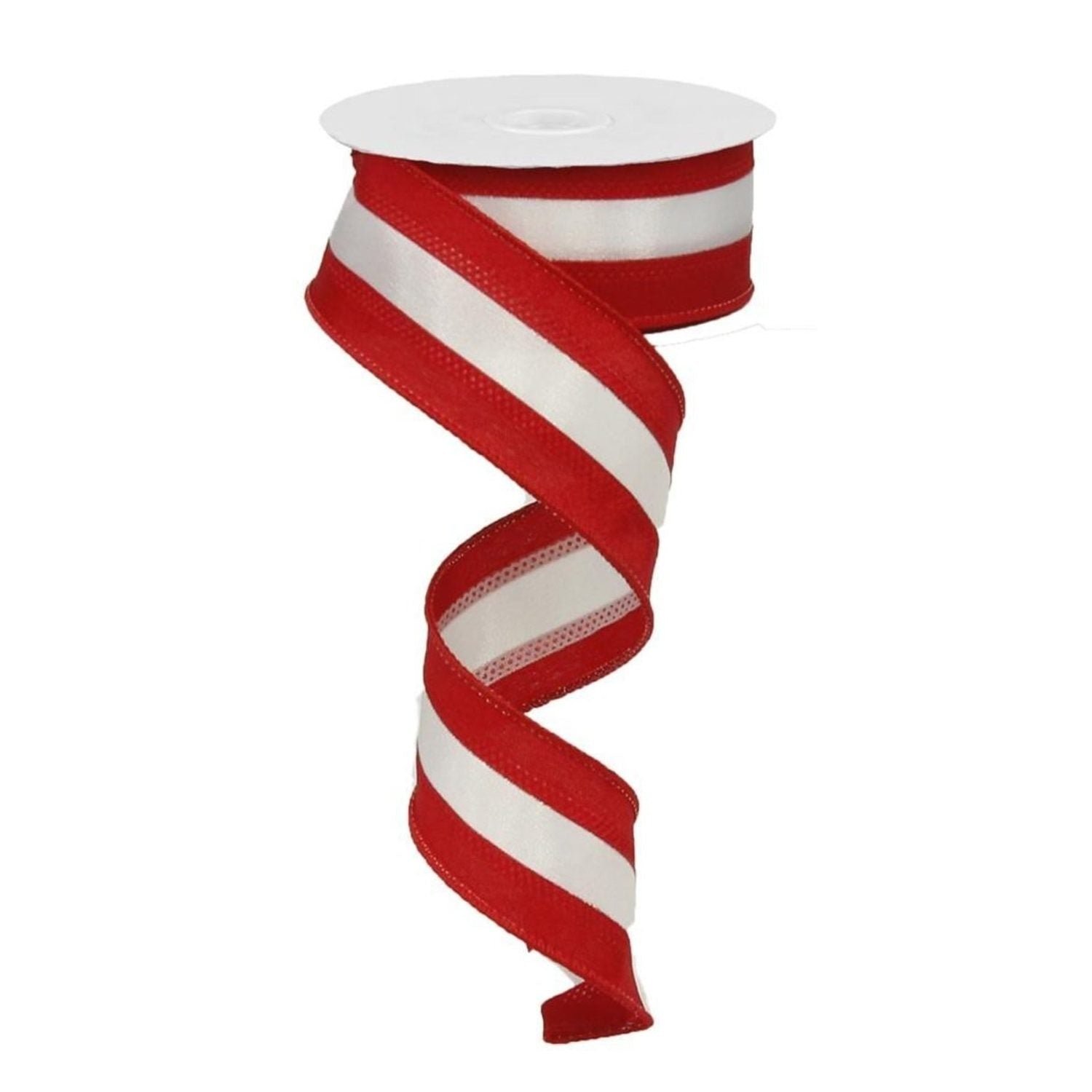 Shop For 1.5in Satin Team Stripe Ribbon: Red & White (10 Yards)