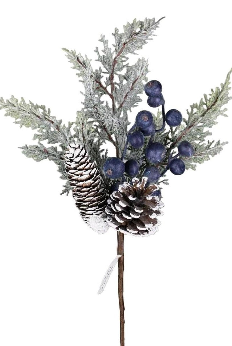 Shop For 15in Snow Cedar Berry Pinecone Pick