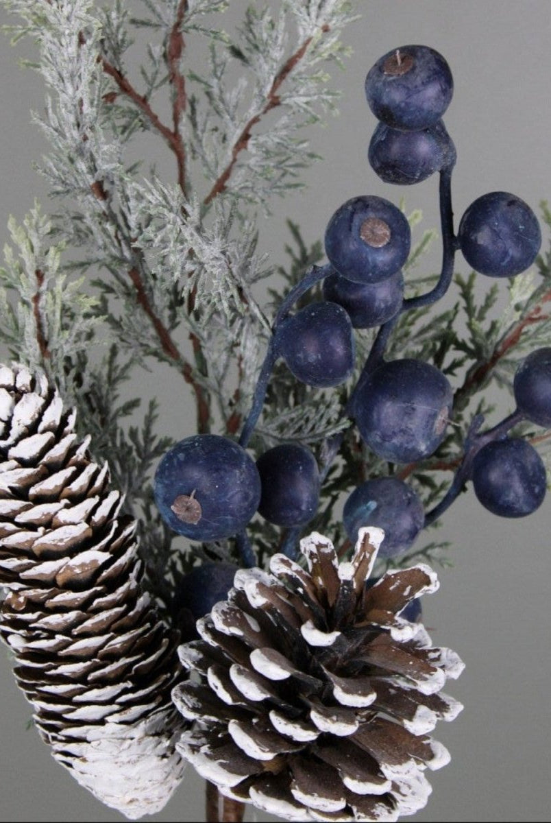 Shop For 15in Snow Cedar Berry Pinecone Pick