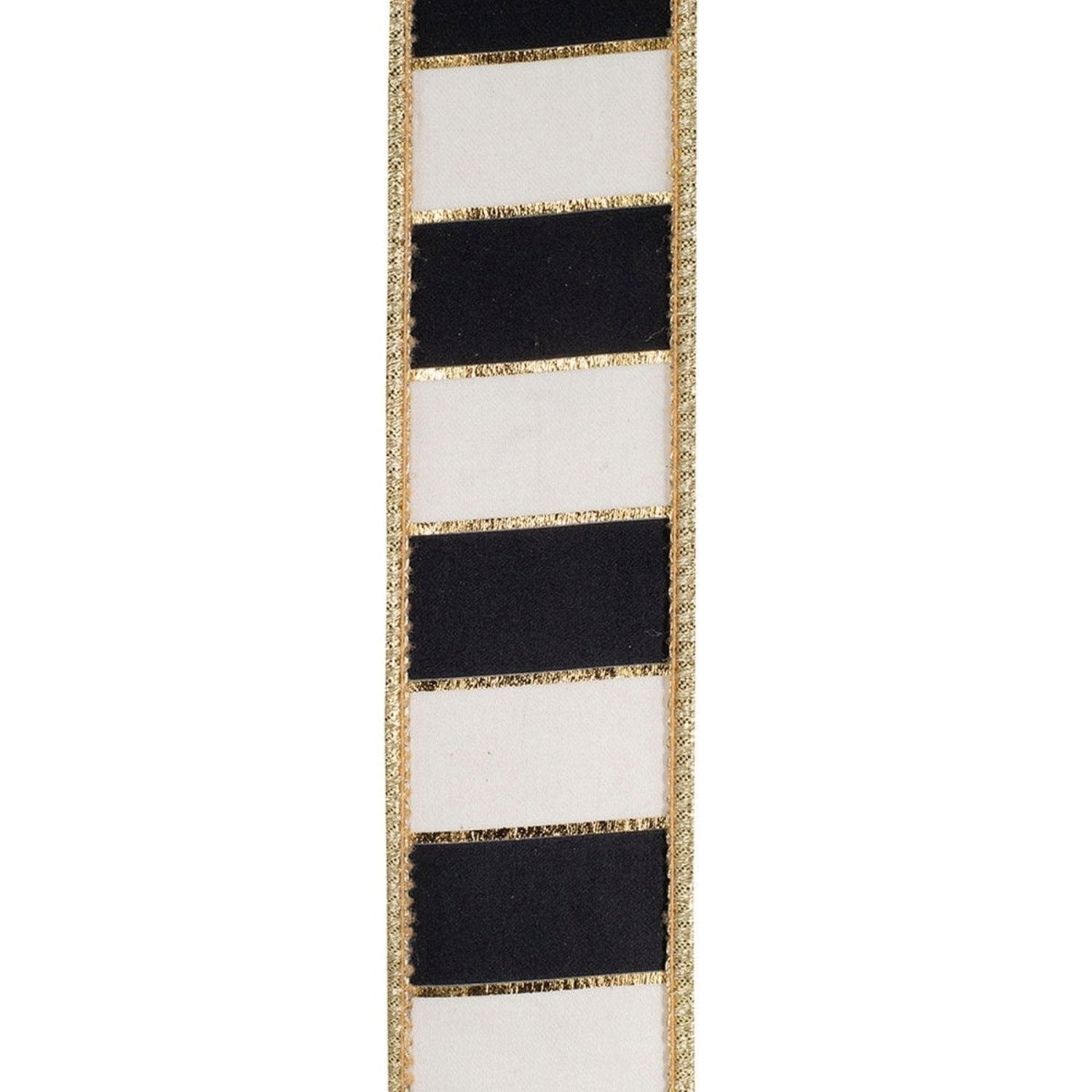 Shop For 1.5in Striped Metallic Back Ribbon: Black/Gold (10 Yards)