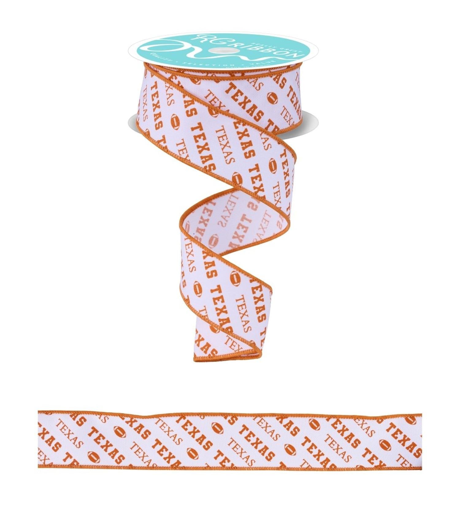 1.5in Texas Diagonal Pattern Ribbon: Burnt Orange (10 Yards)