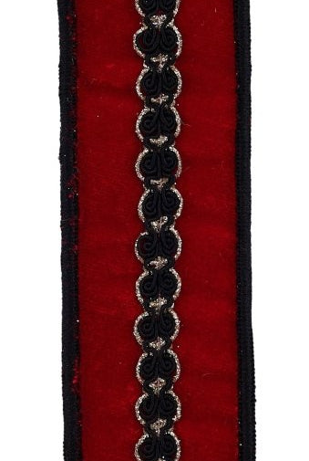 Shop For 1.5in Velvet Braided Center and Fused Ribbon: Red/Black (9 Yards)