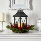 Shop For 16" Holiday Berries, Pinecones and Greenery Lantern