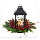 Shop For 16" Holiday Berries, Pinecones and Greenery Lantern