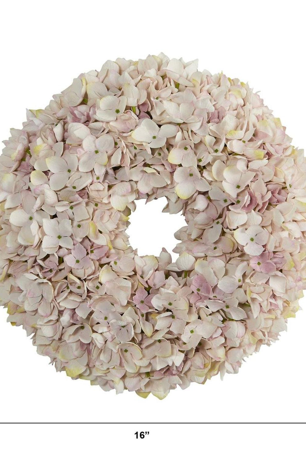 16” Hydrangea Artificial Wreath Pink & White Shades