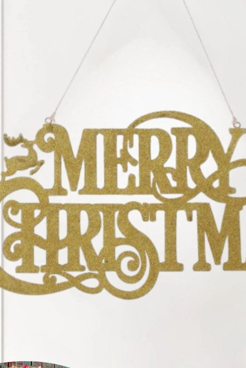 Shop For 16" Metal Merry Christmas Hanger: Gold
