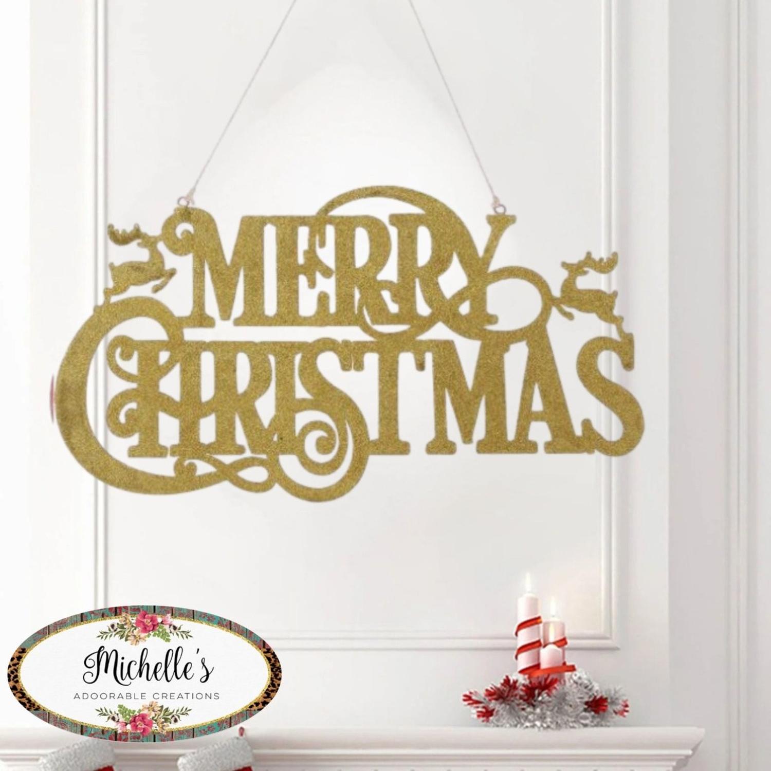 Shop For 16" Metal Merry Christmas Hanger: Gold