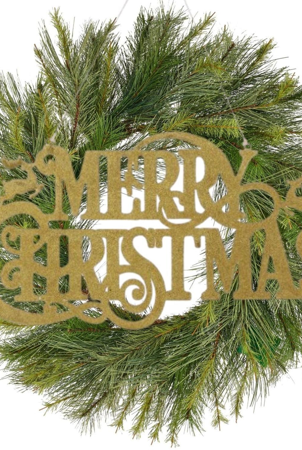 16" Metal Merry Christmas Hanger: Gold