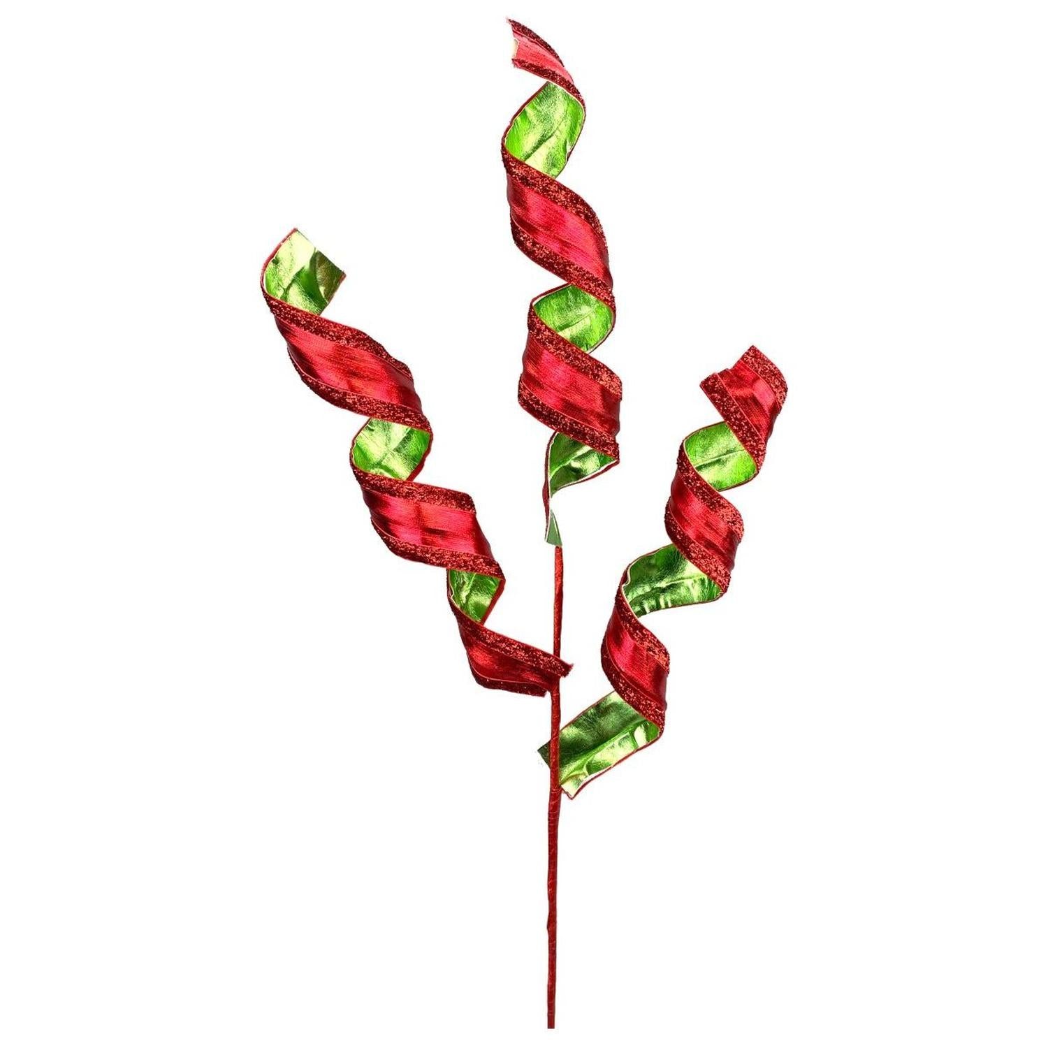 Shop For 16" Metallic Curly Spray: Red & Green