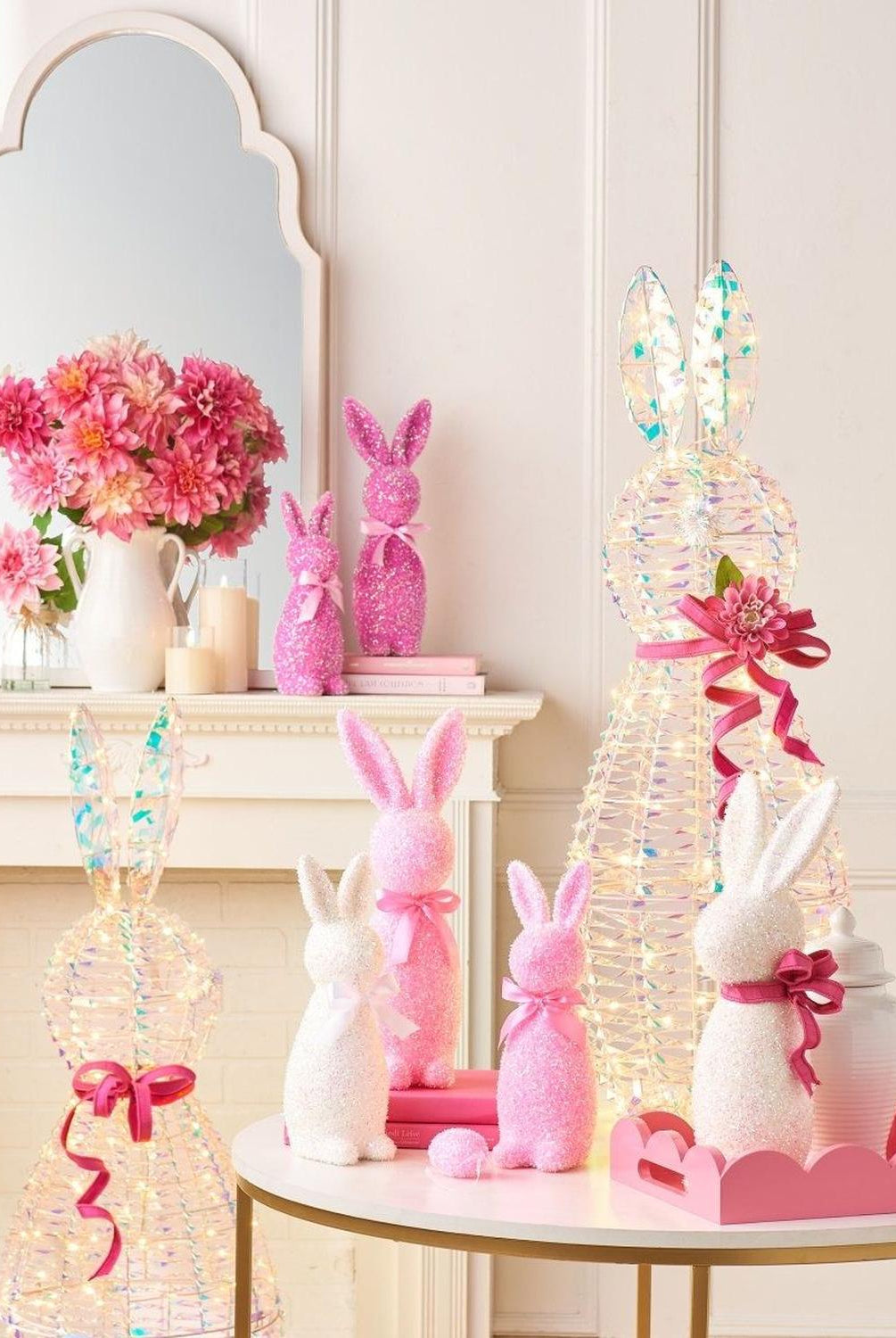 16" Pale Flocked Bunny