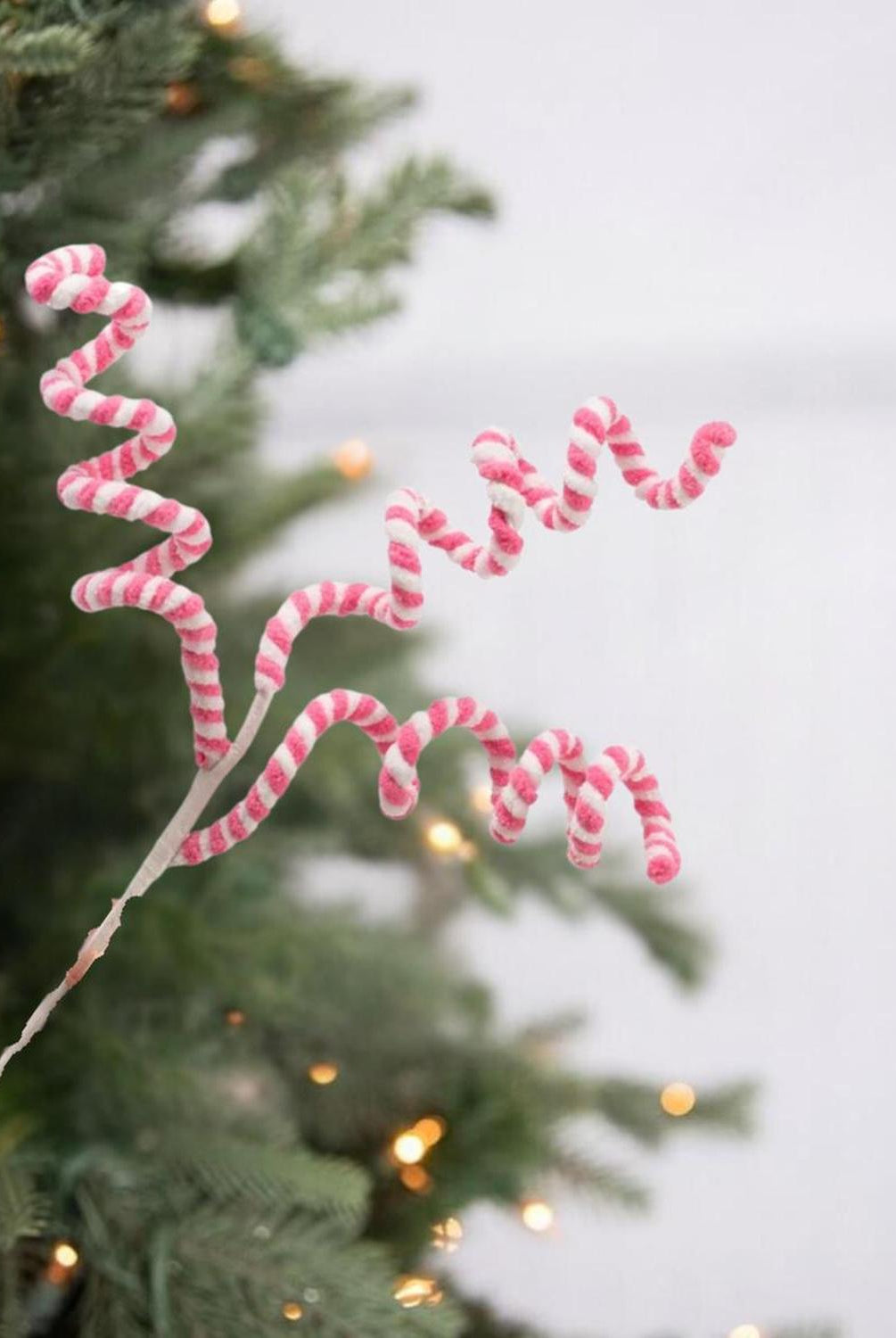 Shop For 16" Peppermint Curly Chenille Pick: Pink & White