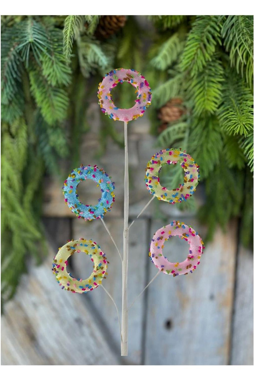 16" Pink, Blue and Yellow Donut Spray