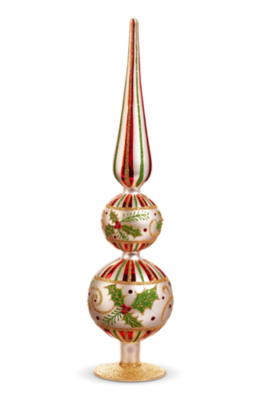 Shop For 16.5" Holly Leaf Glass Christmas Finial Decoration