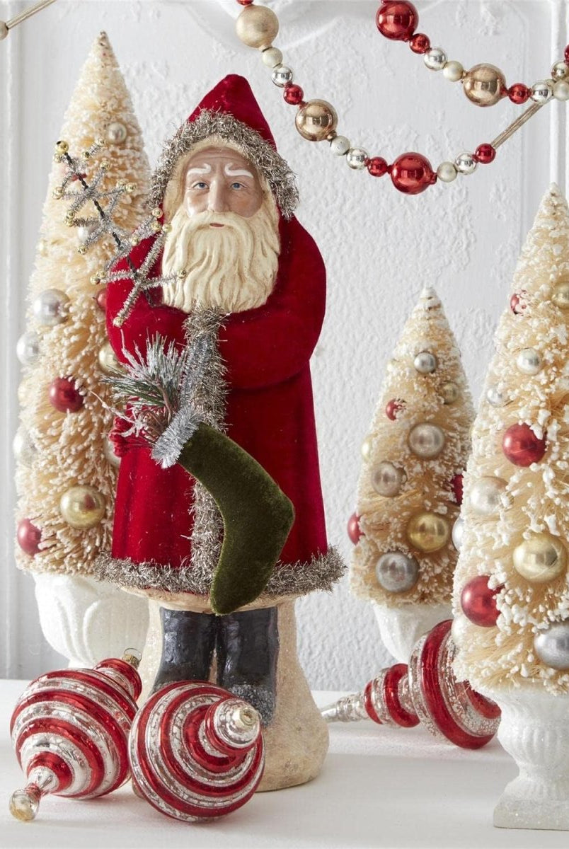 Shop For 16.75in Santa w/Dark Red Coat Holding Tree & Stocking