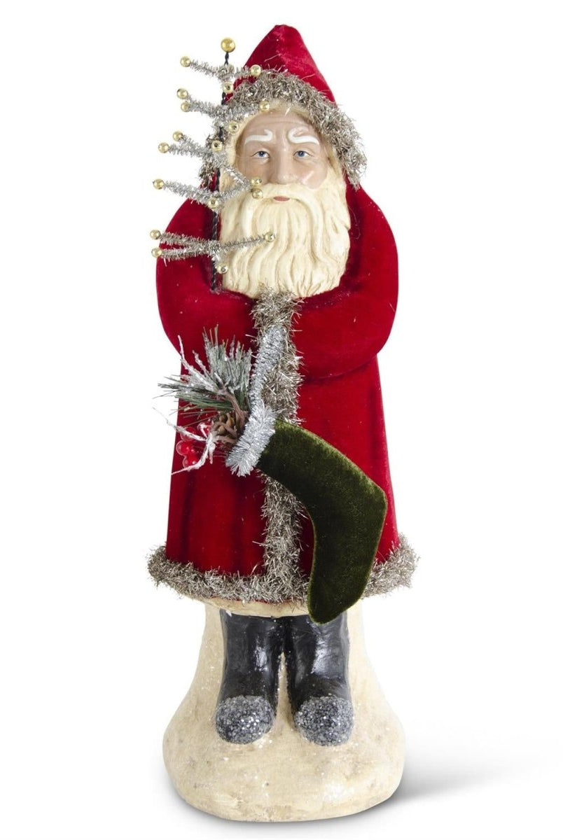 Shop For 16.75in Santa w/Dark Red Coat Holding Tree & Stocking