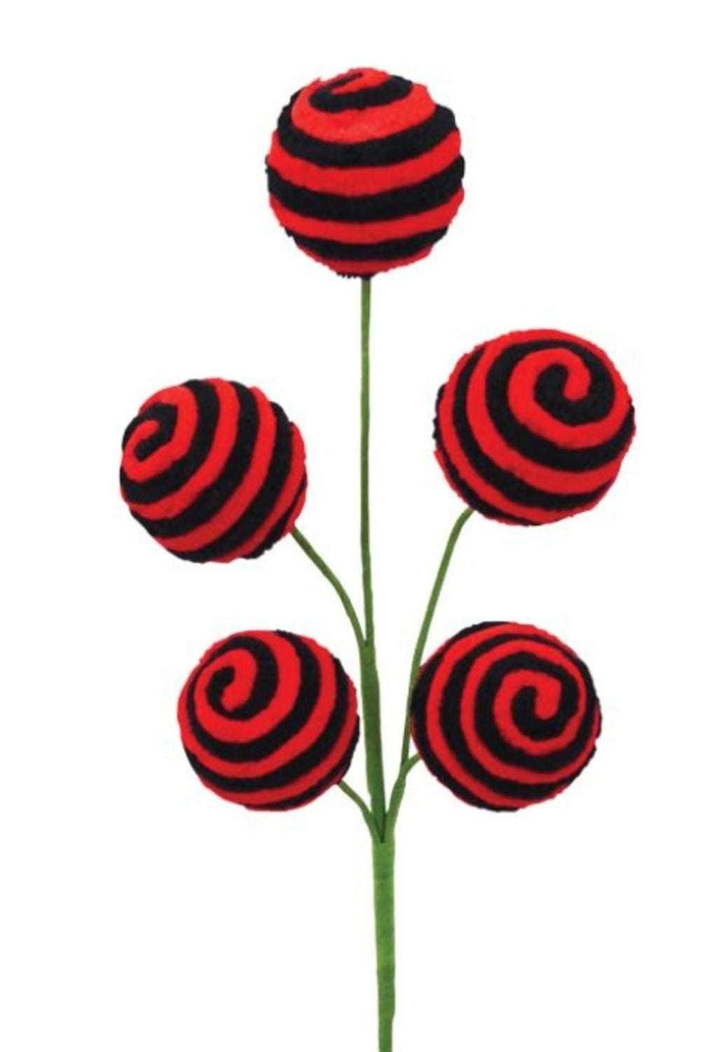 17" Chenille Ball Pick: Red & Black