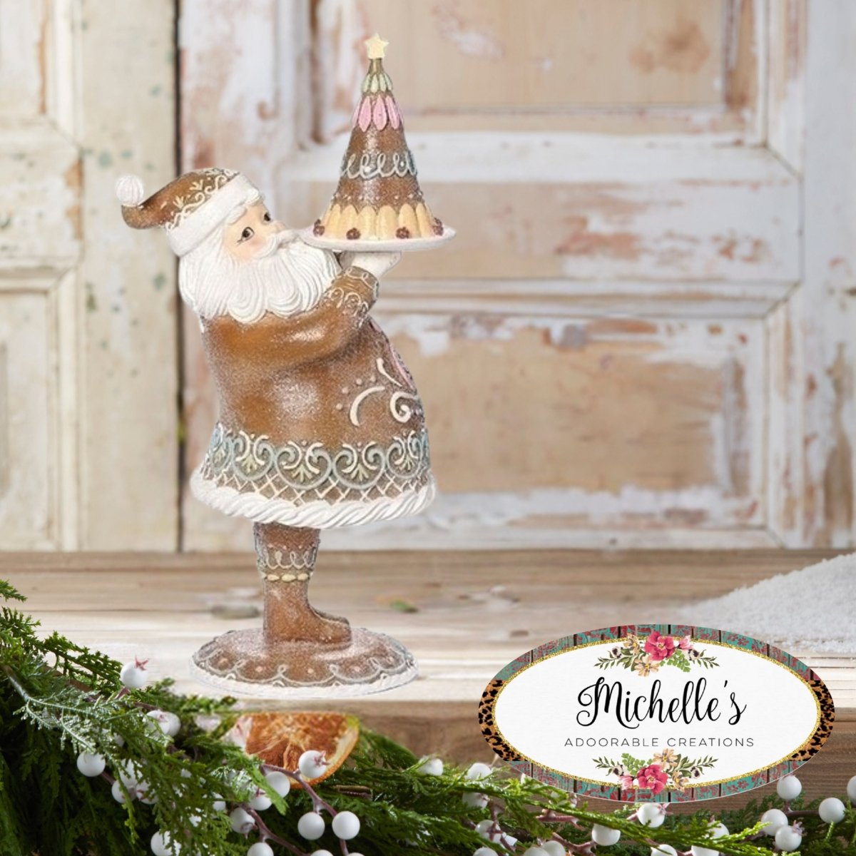 Shop For 17" Gingerbread Santa with Cake (Pink)