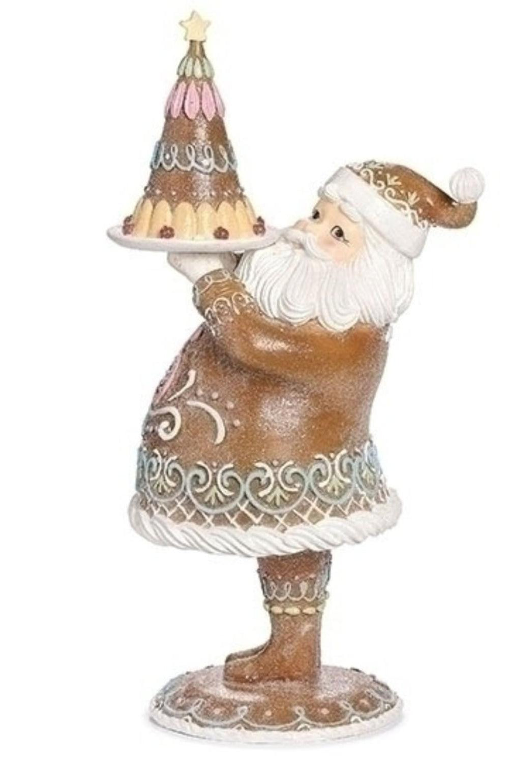 17" Gingerbread Santa with Cake (Pink)