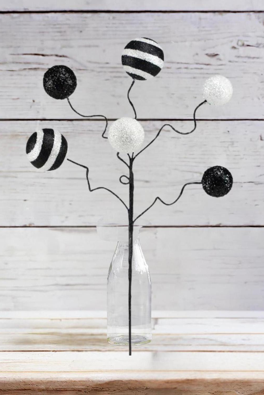 17" Glitter Ball Pick: Black & White