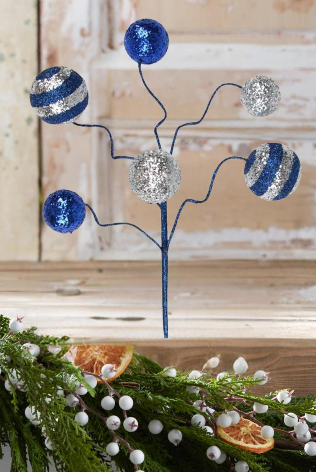 17" Glitter Ball Pick: Navy Blue & Silver