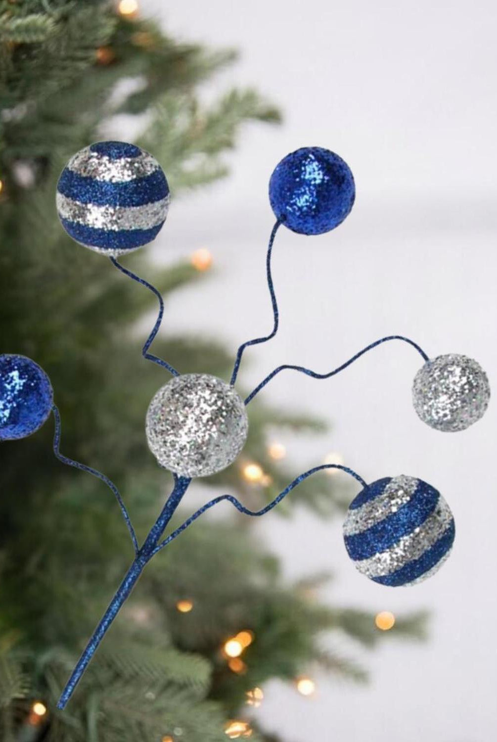 17" Glitter Ball Pick: Navy Blue & Silver