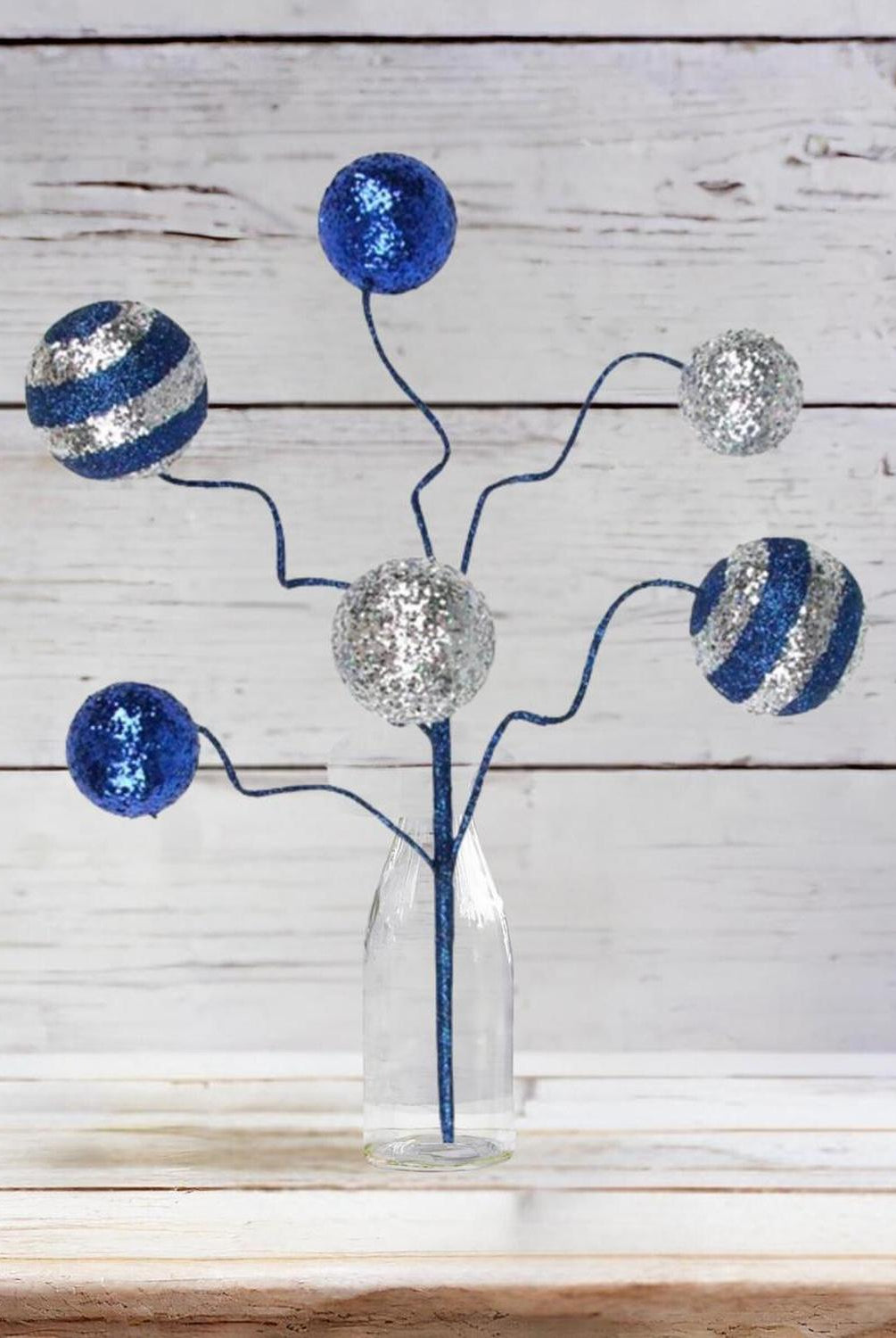 17" Glitter Ball Pick: Navy Blue & Silver