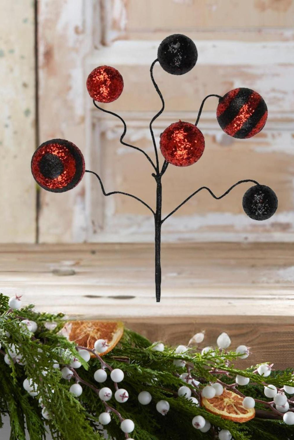 17" Glitter Ball Pick: Red & Black