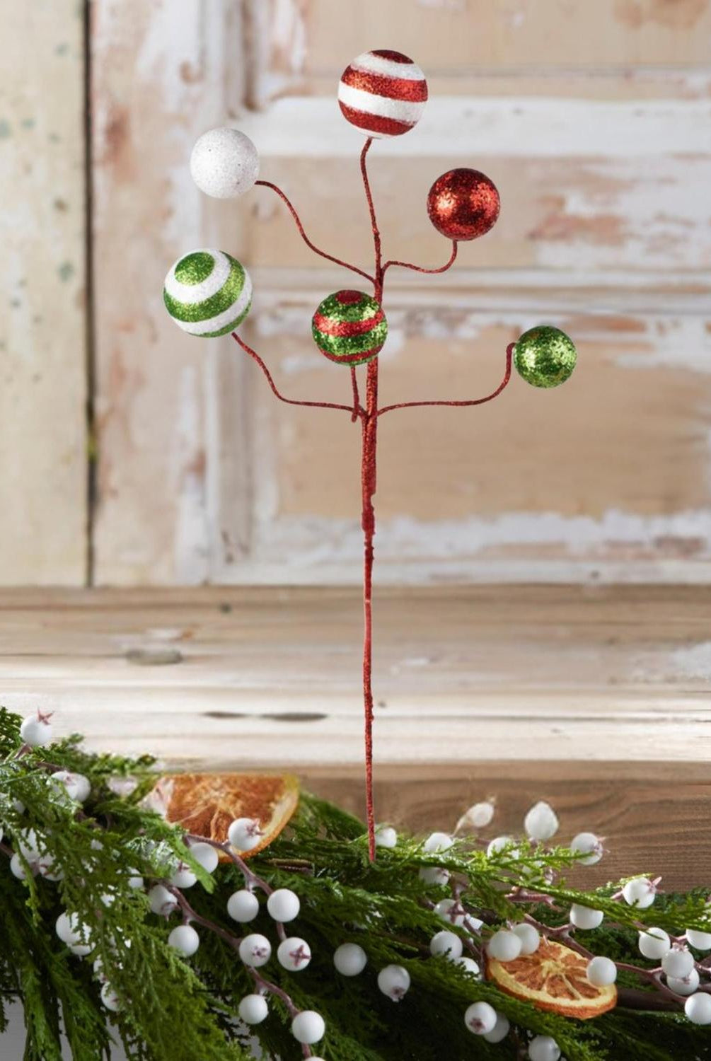 17" Glitter Ball Pick: Red/Lime/White