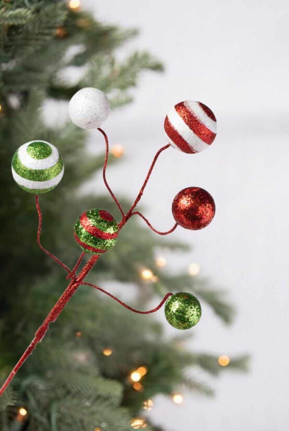 17" Glitter Ball Pick: Red/Lime/White