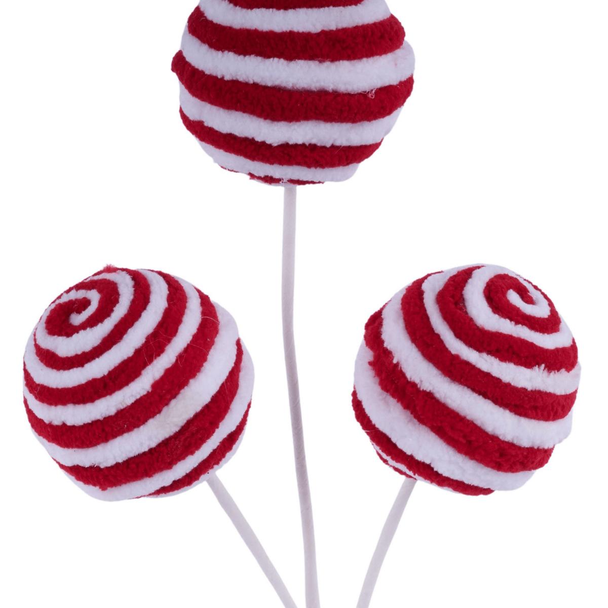 Shop For 18" Chenille Striped Ball Pick: Red